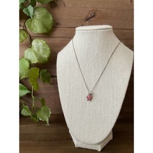 Sterling Silver Penguin Pendant - Pink Crystal Jelly Belly - 16" Box Chain
